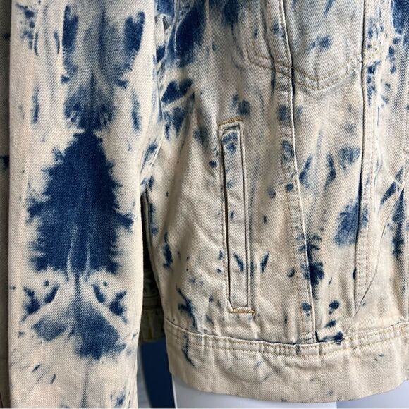 FREE PEOPLE Jones Tie Dye Blue Denim Jacket Size M. - Picture 6 of 11